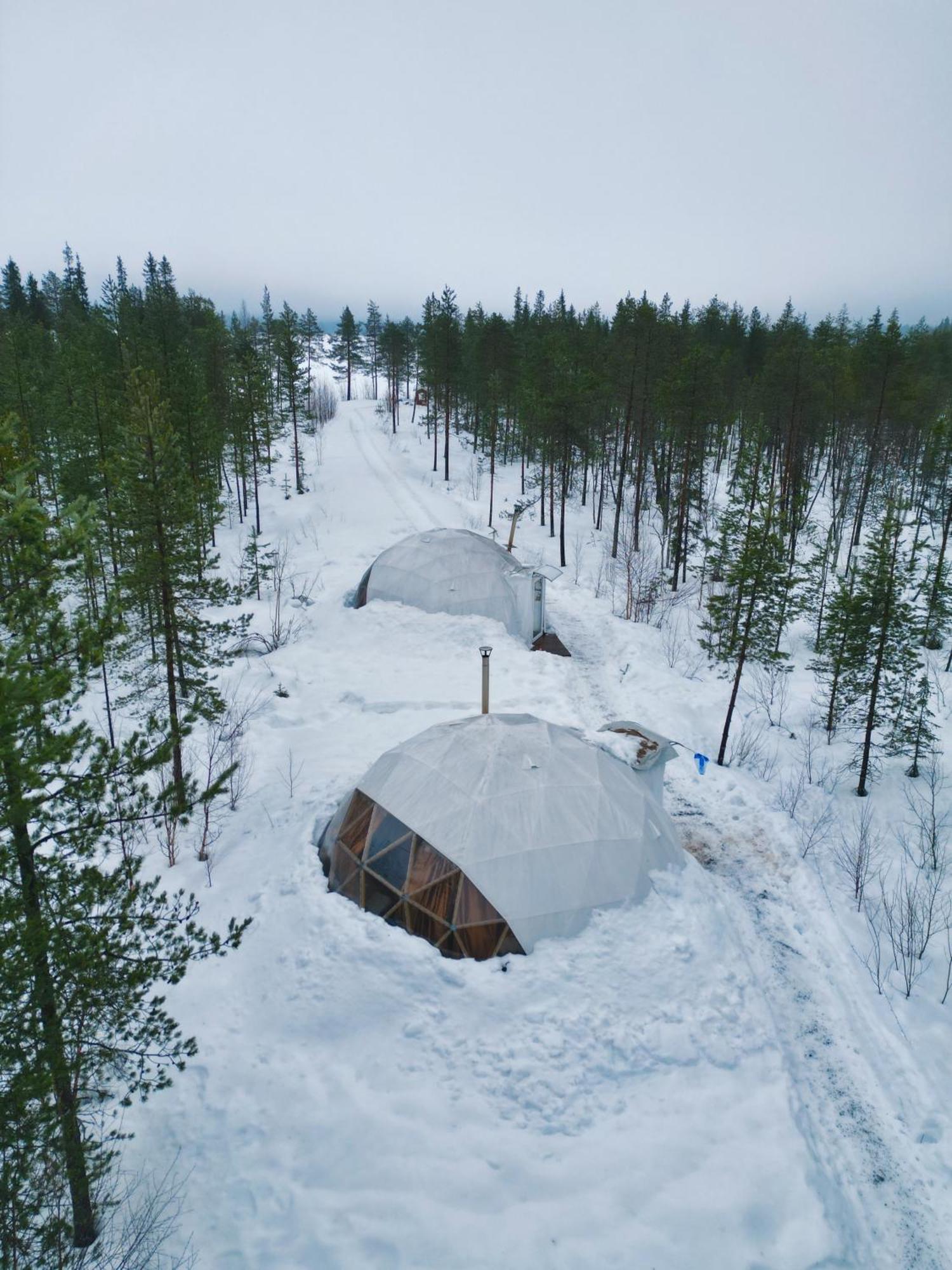 Aurora Igloo Fireplace-Heated Tents In A Secret Forest With Private Jacuzzi And Shared Sauna Bathroom And Dog Friendly Rovaniemi Dış mekan fotoğraf