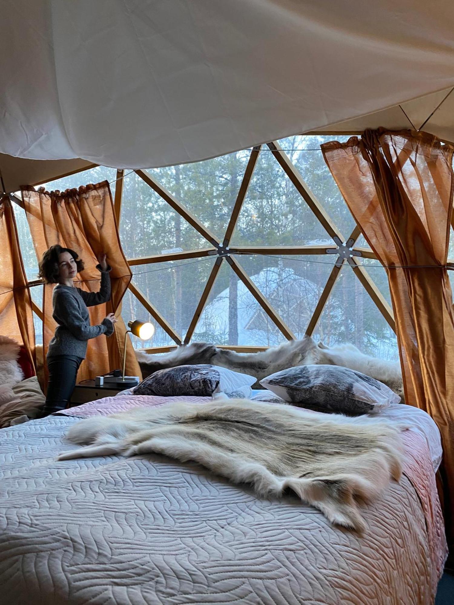 Aurora Igloo Fireplace-Heated Tents In A Secret Forest With Private Jacuzzi And Shared Sauna Bathroom And Dog Friendly Rovaniemi Dış mekan fotoğraf