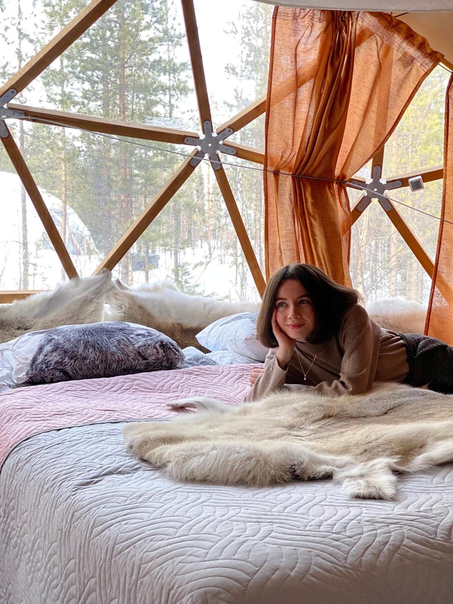 Aurora Igloo Fireplace-Heated Tents In A Secret Forest With Private Jacuzzi And Shared Sauna Bathroom And Dog Friendly Rovaniemi Dış mekan fotoğraf